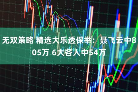 无双策略 精选大乐透保举：聂飞云中805万 6大各人中54万