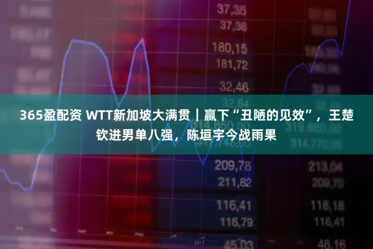 365盈配资 WTT新加坡大满贯｜赢下“丑陋的见效”，王楚钦进男单八强，陈垣宇今战雨果