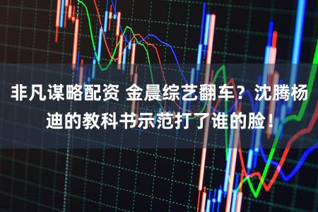 非凡谋略配资 金晨综艺翻车？沈腾杨迪的教科书示范打了谁的脸！